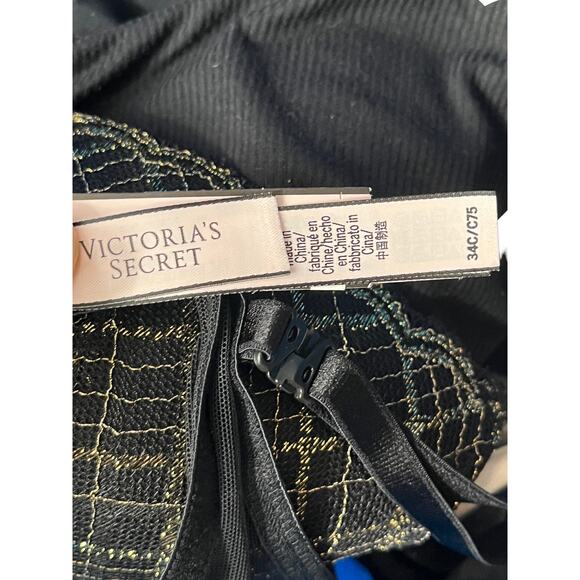 Victoria's Secret bra Sexy Tee Lightly lined demi lace black gold size 34C - Picture 4 of 4